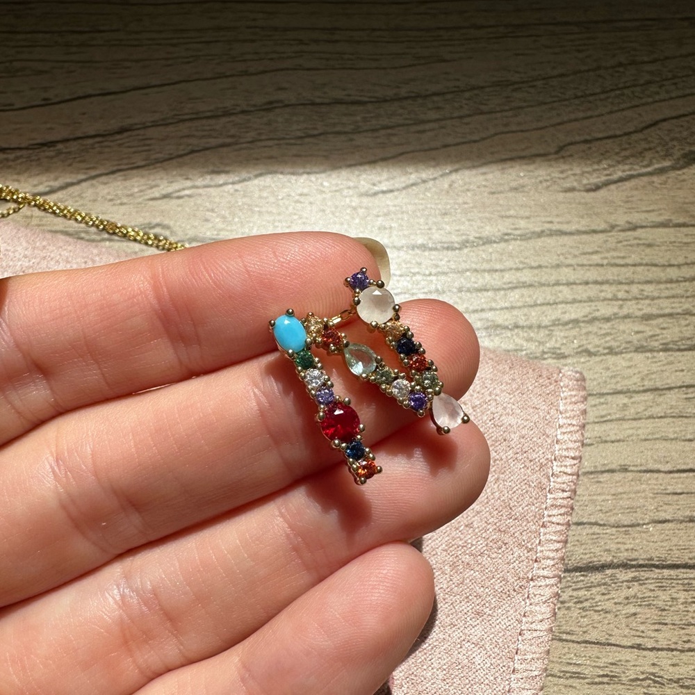Sophie Crown “N” jeweled necklace